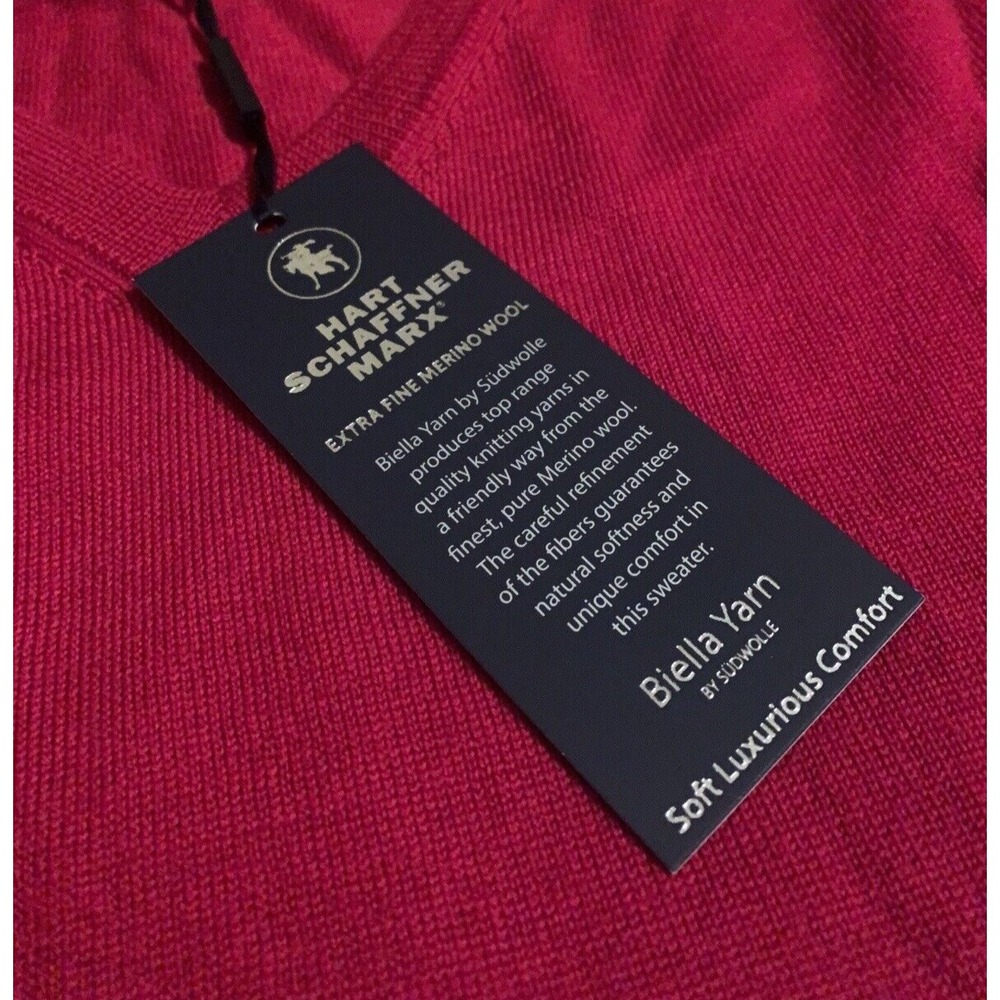 NEW Hart Schaffner Marx Men's 2XT Merino Wool V-Neck Red Sweater Vest TALL 2XLT